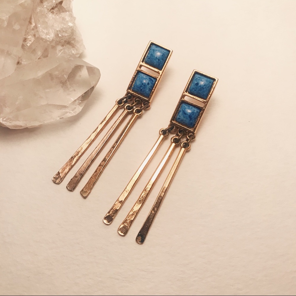 The 2 Bandits gold and turquoise stud earrings
